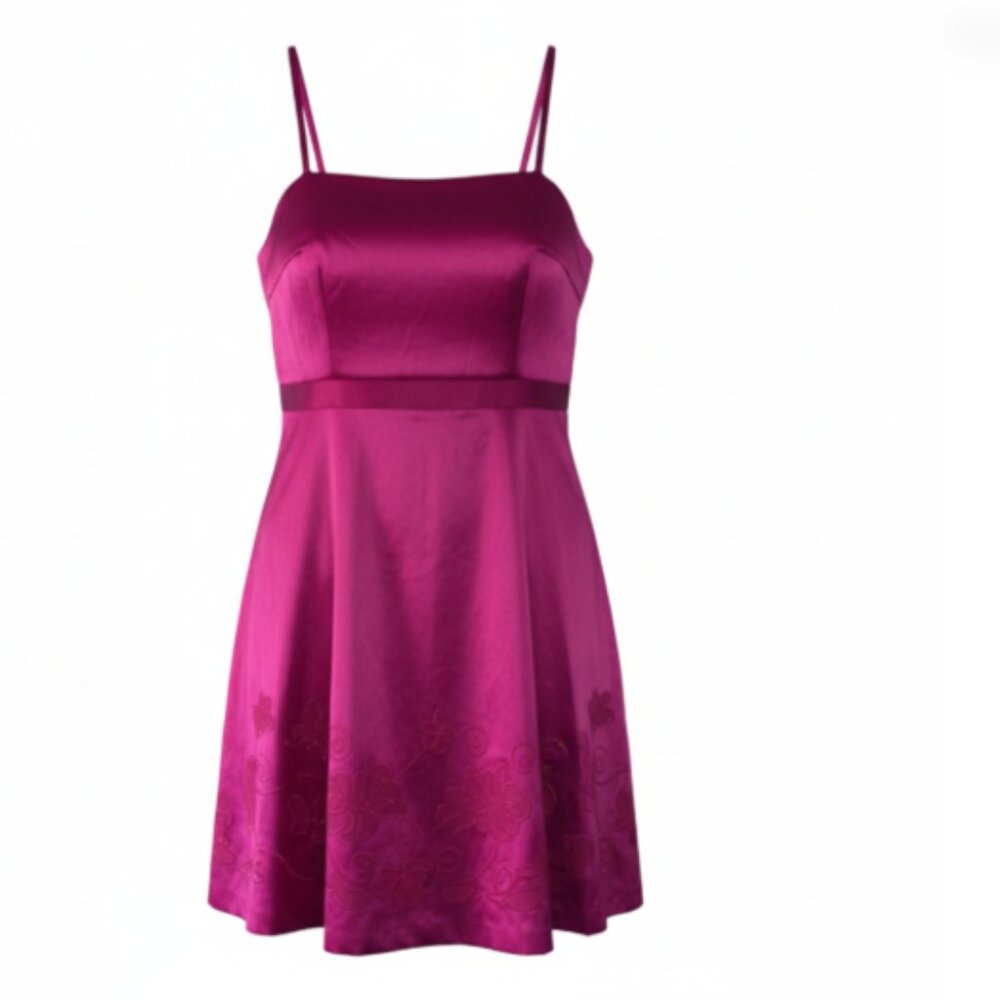 NWT Lucy Paris Dress Sz S Fuchsia Satin Jacquard Cocktail Party Crinoline Lined